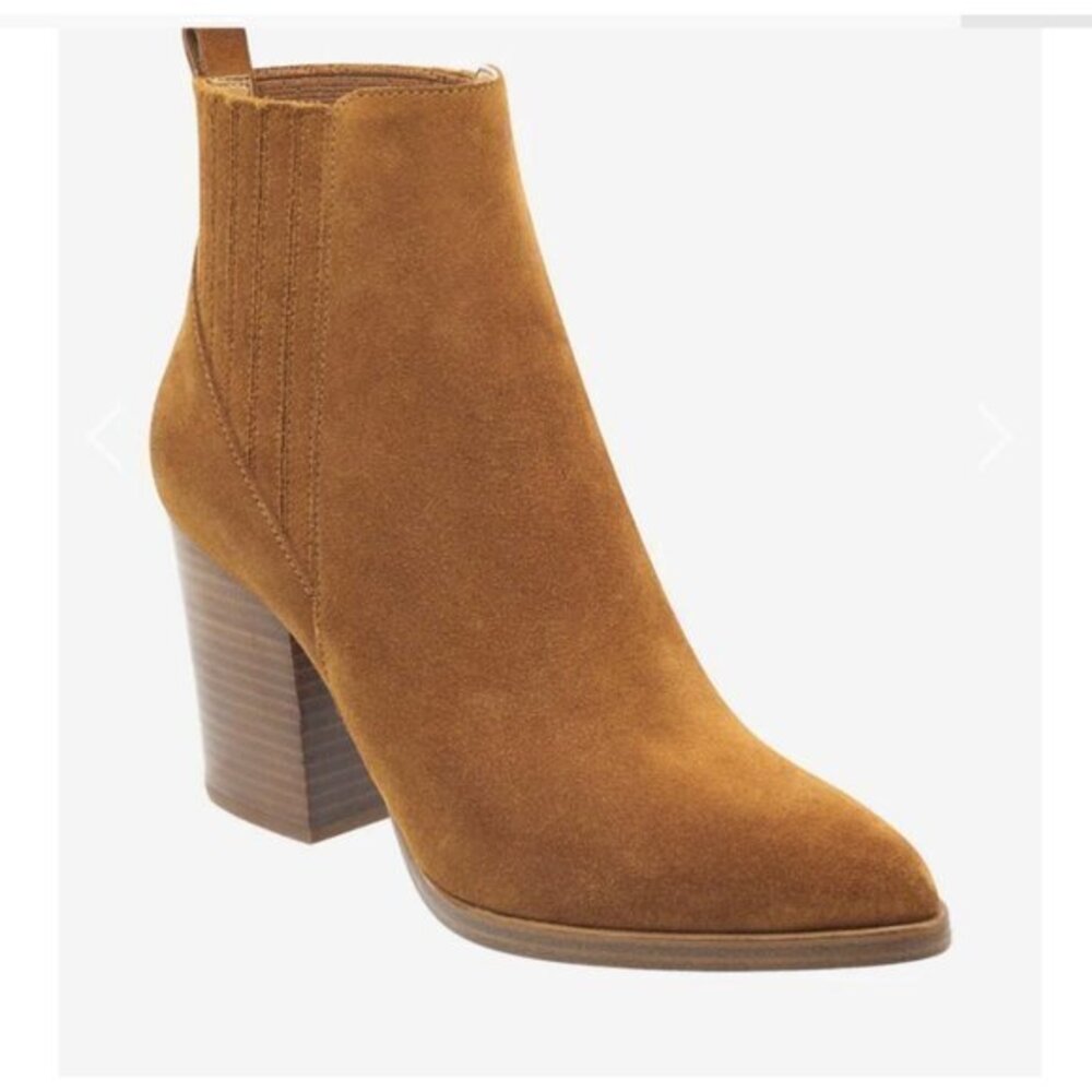 MARC FISHER WOMEN'S ALVA POINTY TOE brown suede BOOTIE Size 8.5